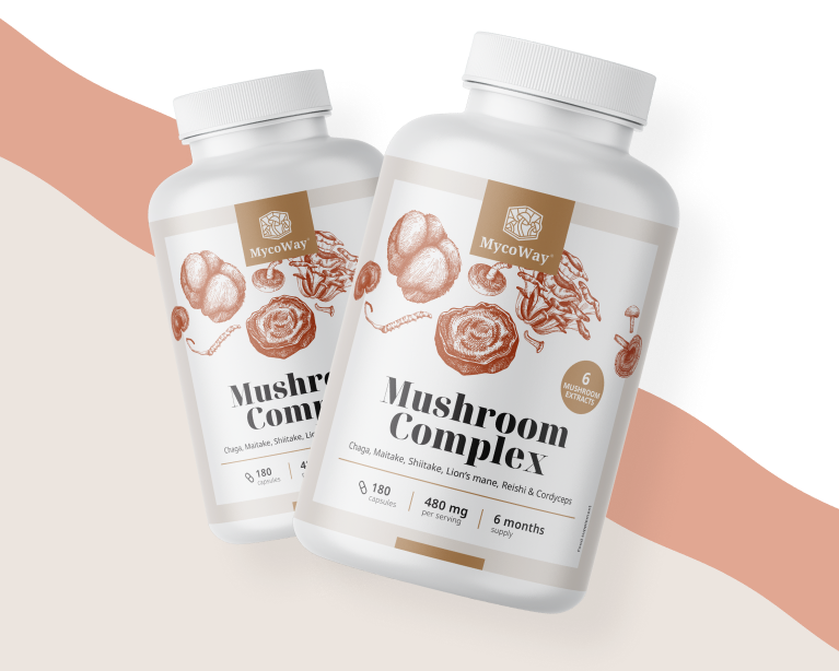 6 Aziatische paddenstoelen in één capsule.